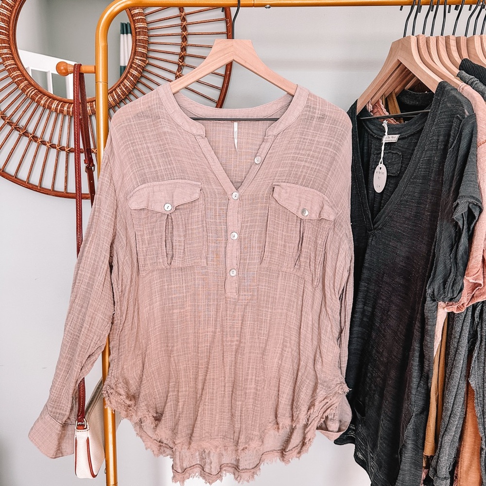 Linen Blend Popover Top